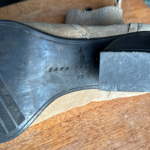 Zara tan suede western heeled zip up booties women’s EU38 US 7.5 - Picture 5 of 6